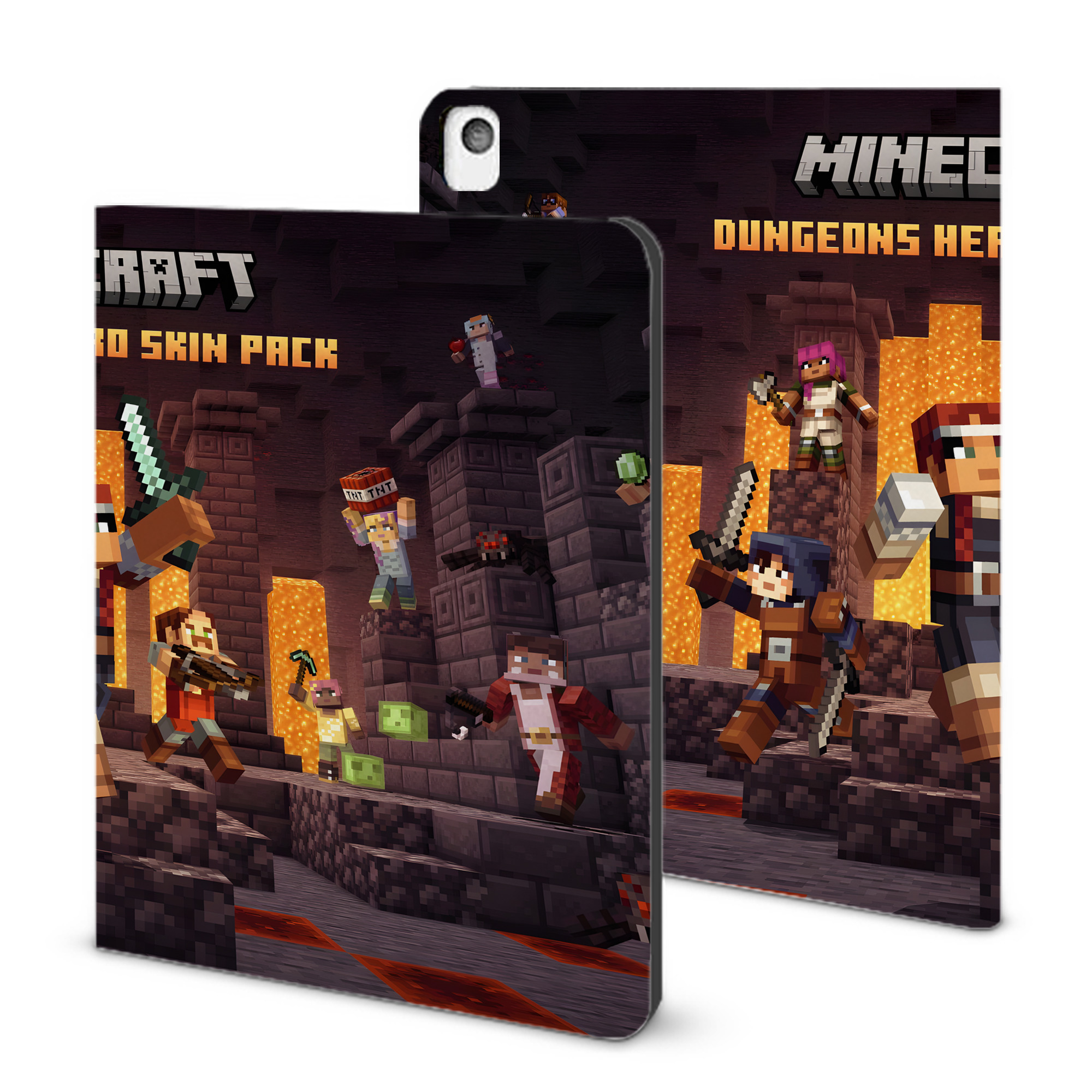 （画像用） マインクラフト ブロックの世界 Minecraft MC Block world IPadケース ペンホルダー付き ブックスタイルデザイン
